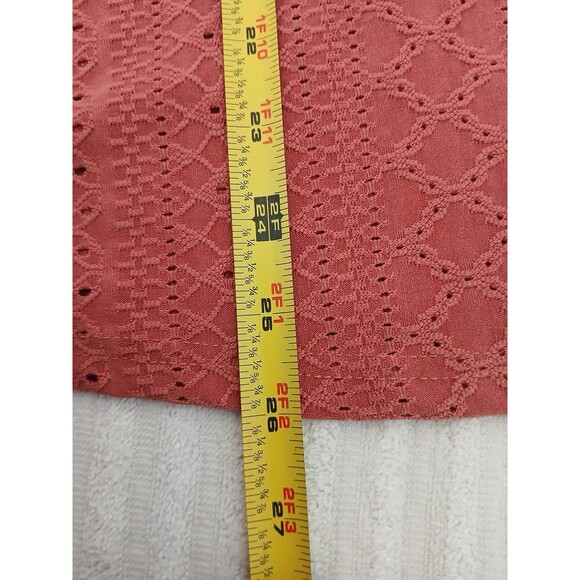 SHEIN Curve Women's  Size 3XL Eyelet Blouse Pink Round Neck Short Petal Sleeve - Picture 9 of 14